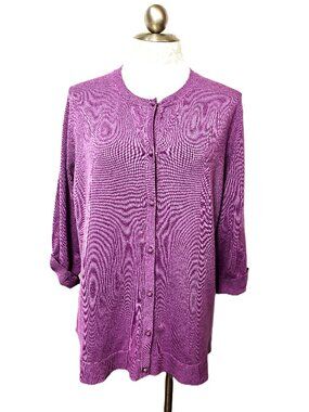 Lane Bryant Lavender 3/4 Sleeve Button Cardigan Sz 18/20